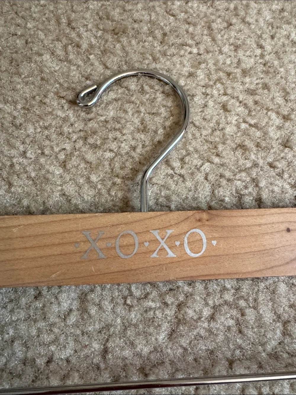 XOXO Wooden Pant Hanger with Metal Clips - Natural Wood & Silver